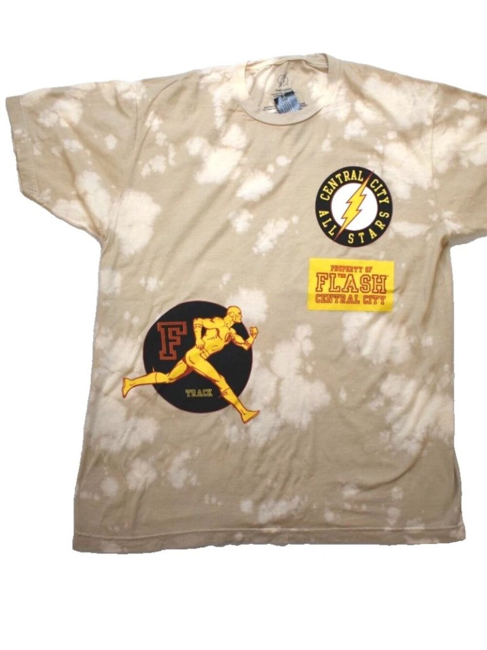 The Flash Central City Patches Graphic Birch Tie Dye Mens Shirt New Small